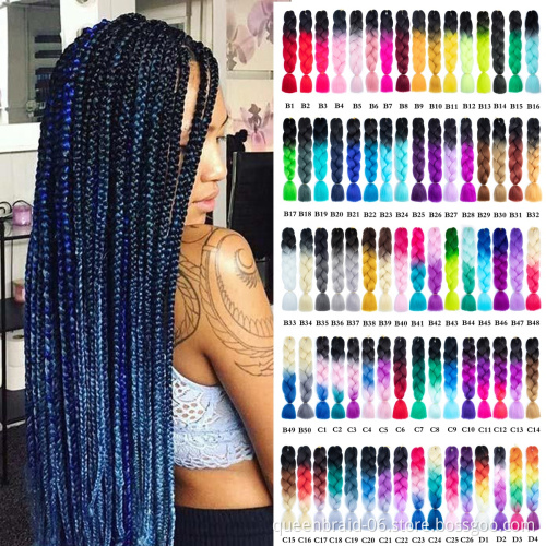 Synthetic Hair Suppliers Yaki Other Artificial Hair Extensions Ombre Crochet 24 inch Synthetic Braiding Jumbo Hair Braid